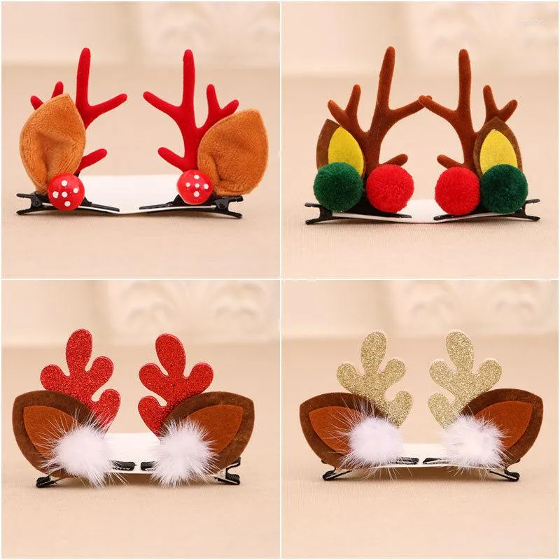 Hair Accessories Christmas Hairpins Kawaii Elk Ear Clip Women Girl Santa Snowman Hairpin Xmas Party Barrettes For Kid Cosplay Headwear