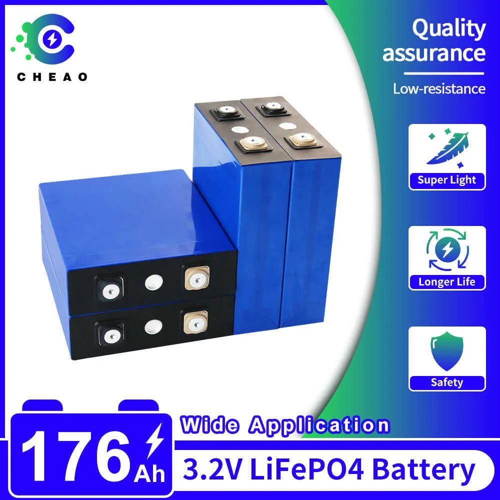 3.2V 176Ah Lifepo4 Battery 4PCS Rechargeable Batteries Pack Lifepo4 for RV Solar Motorcycle Electric Vehicle EU US TAX Exemption
