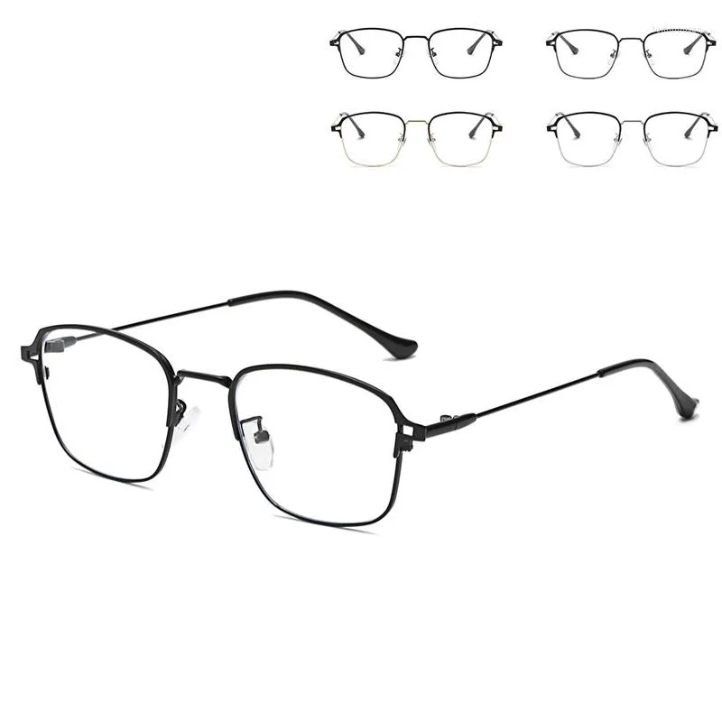 Zonnebrillen frames lijken half frame retro anti blauw lichtglazen mannen klassieke vierkante optische vlakke spiegel oog broedblikje hoge kwaliteit hoge kwaliteit