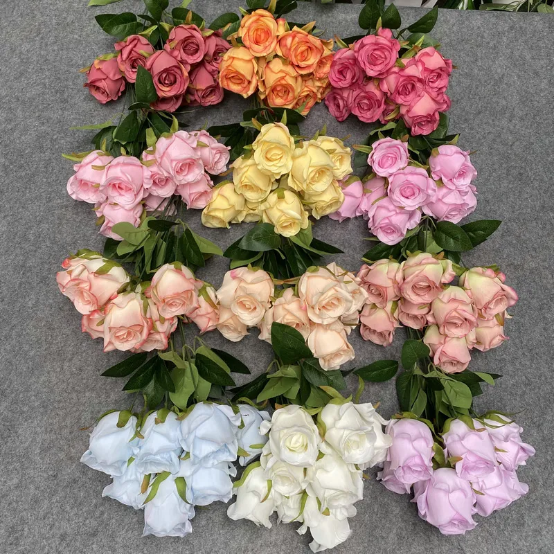 7 boccioli di fiori di rosa di nozze Bouquet di San Valentino Festa della mamma Matrimonio Decorazioni per feste a casa Disposizione dei fiori fai da te