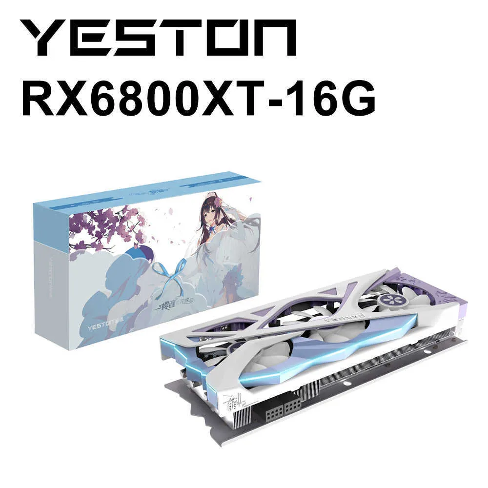 YESTON New RX6800XT 16GB RX 6800 XT Graphic Card GDDR6 16G 256bit 7NM Game Video Card RGB Computer Desktop GPU placa de vdeo