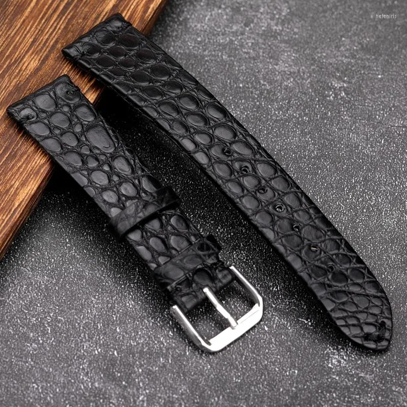 Assista Bandas Liberação rápida Black Handmade Crocodile Leather Strap Ultra-Thin 18 20 22mm Watch Band Bracelet Soft Retro Style Men's Men's