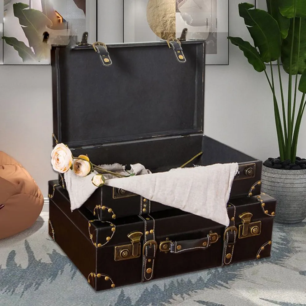 briefcase tableware gift box European-style household stainless steel steak handle trunk and spoon three-brown pattern Bags Luggage Accessories Luggages Air Boxes