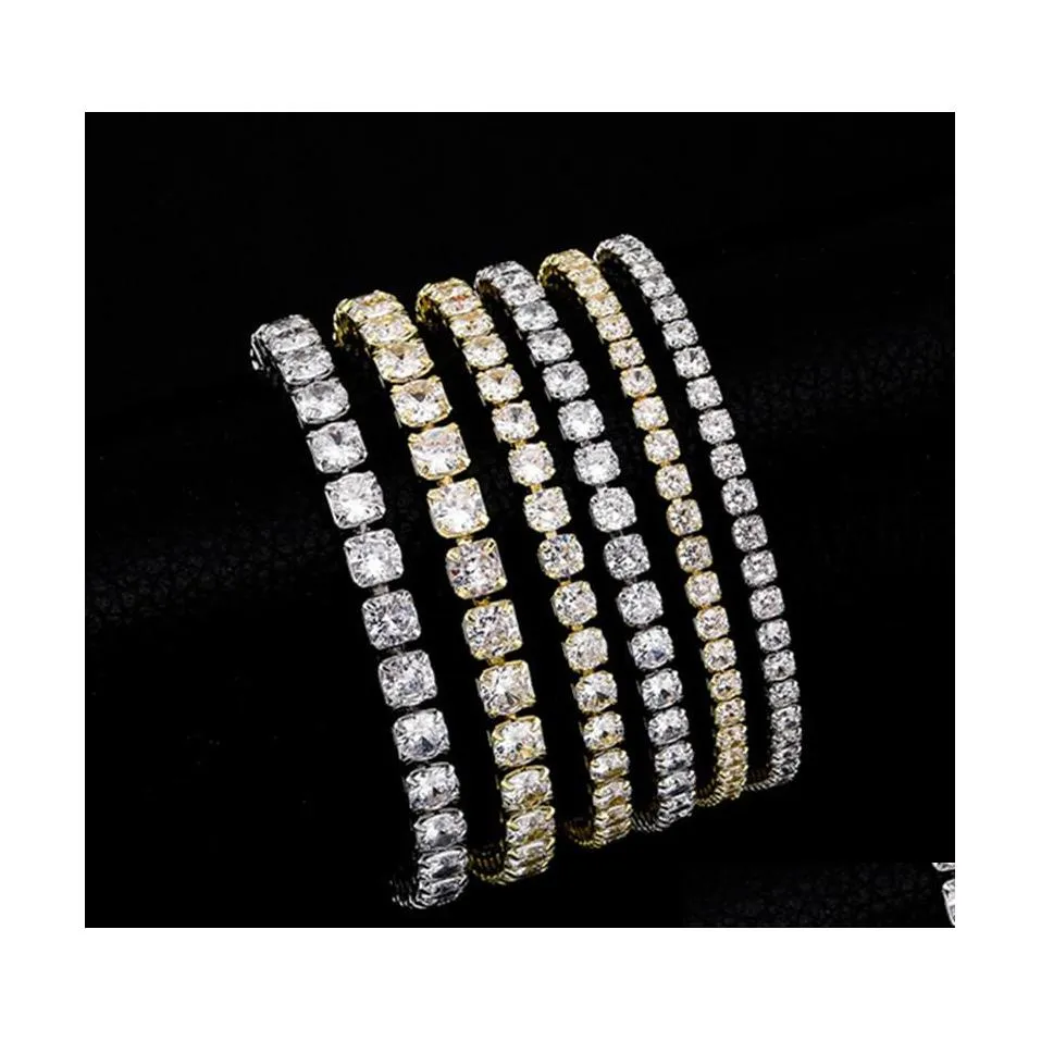 Tennis Trendsetter Hip Hop Iced Out Kette AAA Zirkonia Männer Armband Kupfer Diamant Designer Schmuck Frauen Party 14K Gold Sier Dhofi