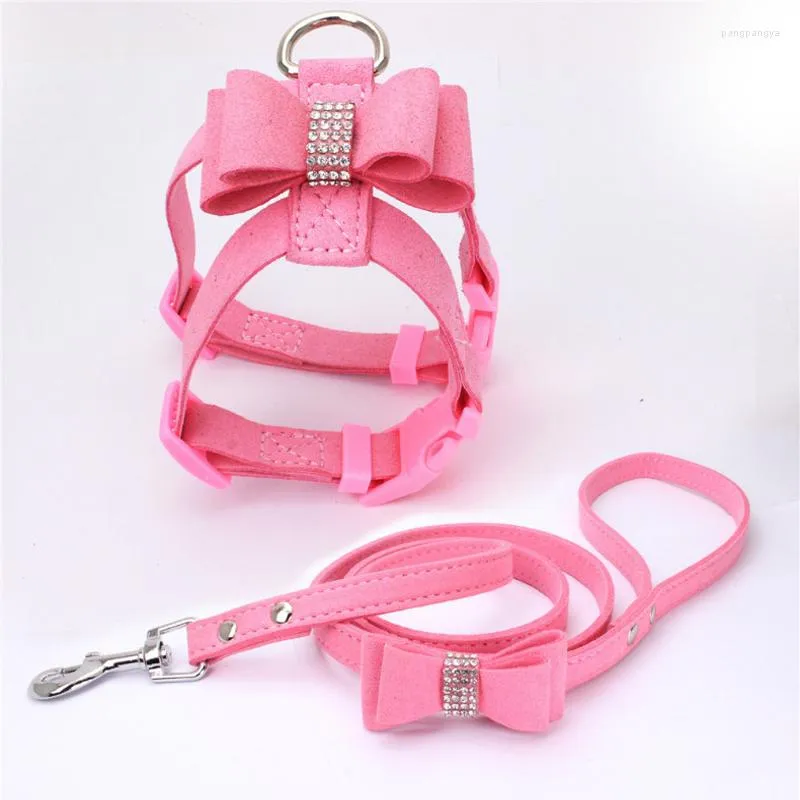 Dog Collars Adjustable Drilling Bow Pet Chest Strap Cat Leash Rope Set Small Collar Back Supplies