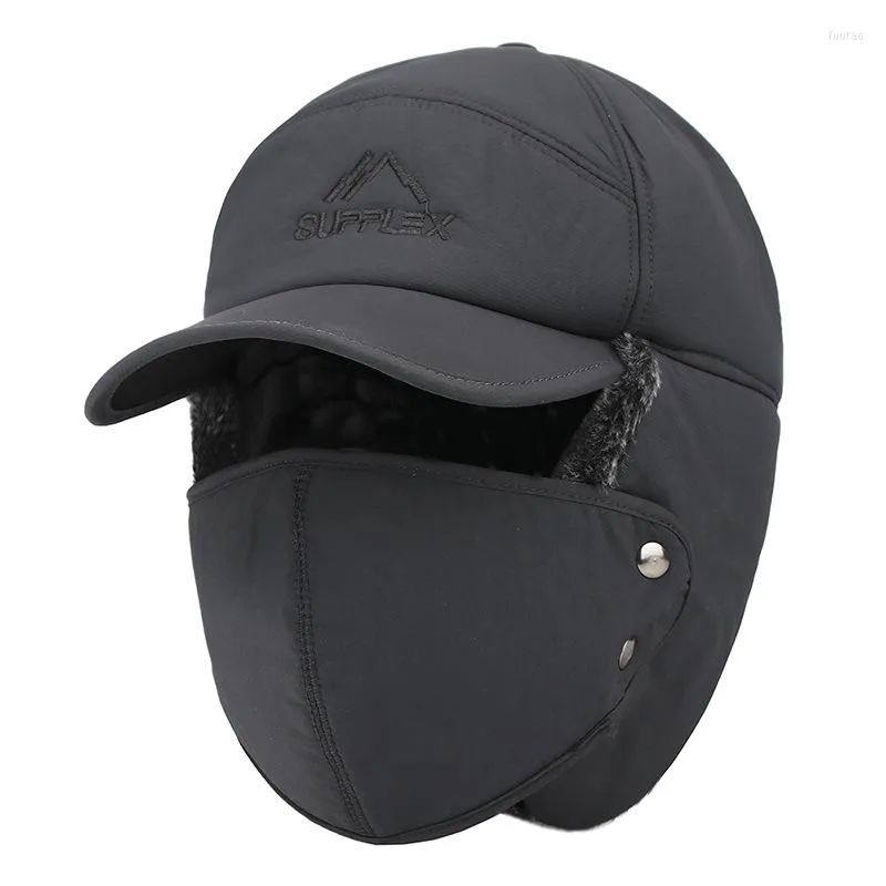 Berets Men's Ear Protection Face Bomber Hats Thicker Plus Velvet Warm Women Winter Hat Outdoor Cycling Snow Male Bone Cap Ski