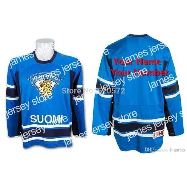 College Hockey nosi mens niestandardowy Suomi Team Finland IIHF Swift Replica Blue Hockey Jerseys - Dostosowany numer nazwy haft szycia na xxs -6xl