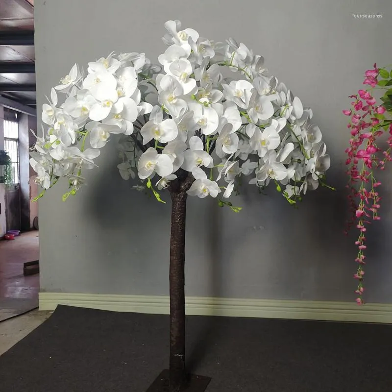 Fleurs décoratives 150 cm de haut fleur artificielle Phalaenopsis arbre plante Pot blanc papillon orchidée Table ornement pour mariage maison