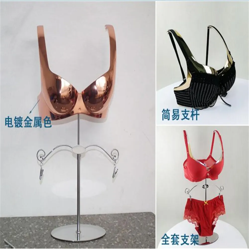 34C cup size Lady Bra display plastic hanger Plated metal effect Bikini  show model for professional level Bikini underwear store