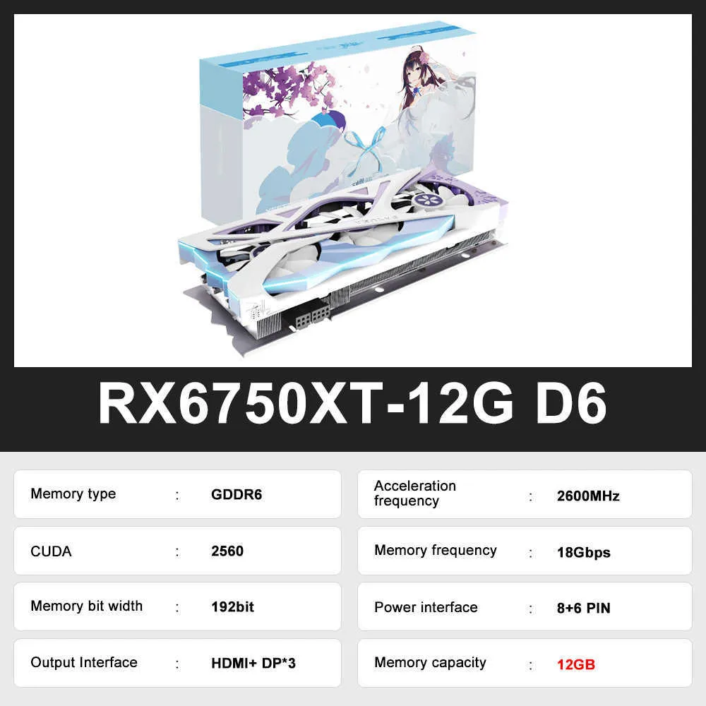 Yeston RX6750XT 12GBグラフィックスカード：192ビットGDDR6