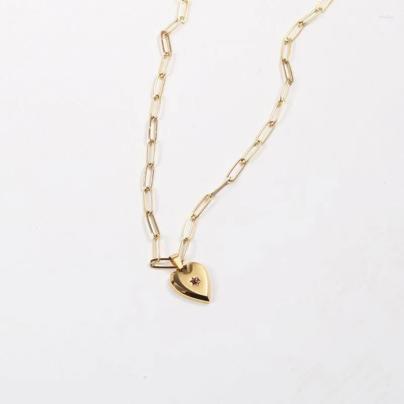 Pendant Necklaces Stainless Steel Peach Heart Gold-plated Necklace Pendants Trendy Clothes For Women Neck Chain Punk Aesthetic Jewelry 2023