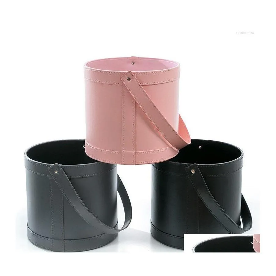 Emballage Cadeau Fleuriste Chapeau Boîtes En Cuir De Poche Boîte Ronde Emballage De Bonbons Pour Cadeaux Fleurs De Noël Vivant Vase Drop Delivery Accueil Ga Dhgfc