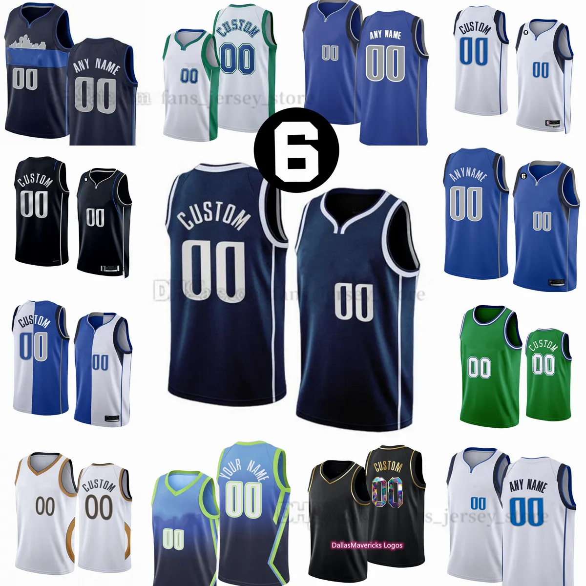 Personalizzato 2022-23 Nuove maglie da basket stampate 3 Jaden Hardy 1 Theo Pinson 21 Frank Ntilikina 00 JaVale McGee 34 Kemba Walker 77 Doncic 11 Hardaway 7 Powell 6 patch