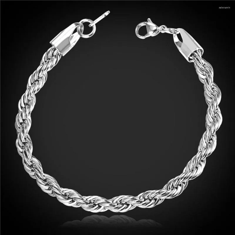 Bracelets de charme 3/5mm 22cm aço inoxidável preto ouro prata prateada torção corda pulseira de corrente Homens Mulheres links para meninas Jóias por atacado