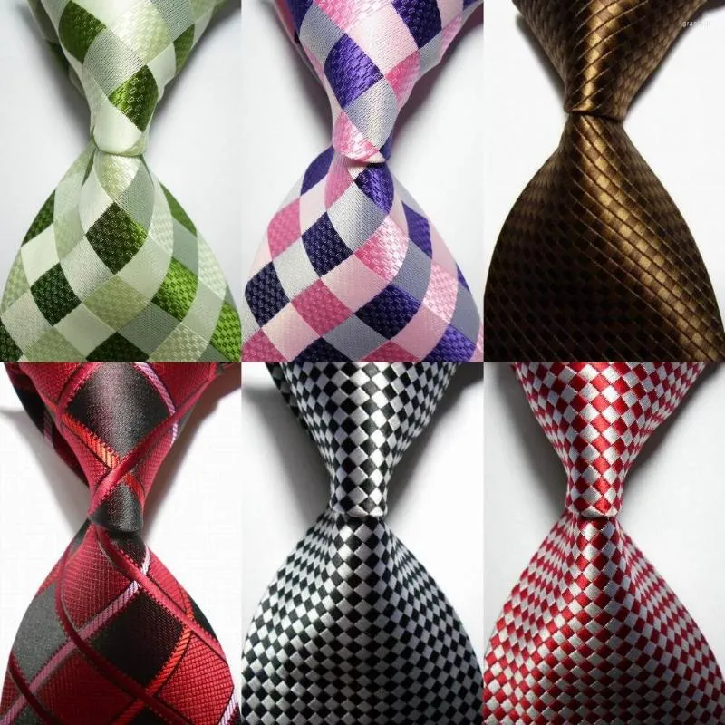 Bow Ties 10cm marka klasyczna kontrola kolor Paisley dla mężczyzn Jacquard tkany jedwabny krawat czerwony zielony przyjęcie weselne męskie krawat