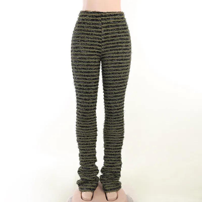 Striped Knitted Stacked Black And White Flare Pants For Women 2023