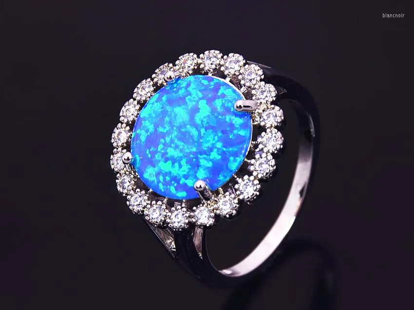 Anéis de casamento Jóias de moda de varejo por atacado Linda azul/rosa/mais branca Opal Stone Sliver Ring para mulheres rat003