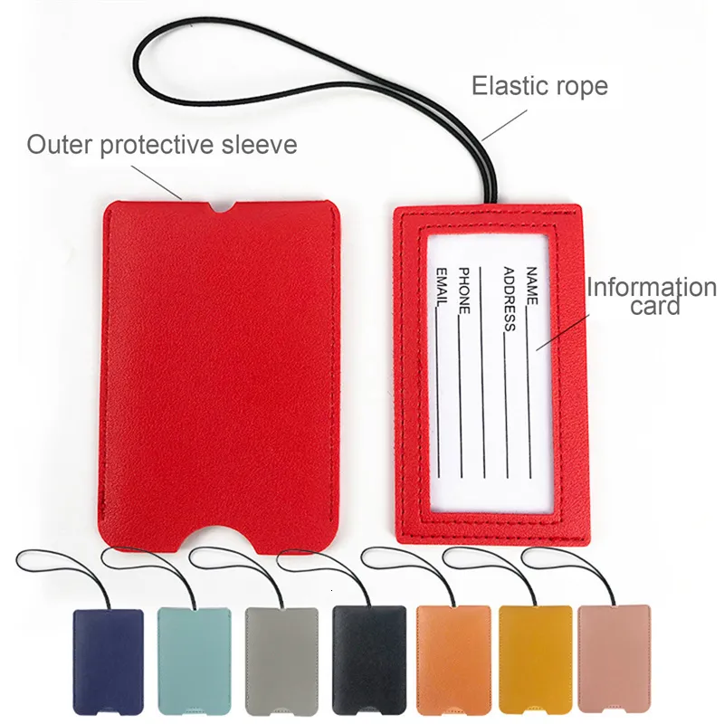 Portable Luggage Tag Travel Accessories PU Leather Suitcase Identifier Name Address Tags