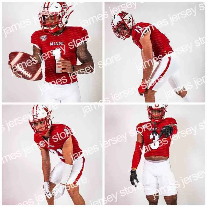 American College Football Wear Thr Miami Ohio Red Hawks 2021 NCAA College Football Jersey Brendan Beattie Conner Maynard Michael Bonds Alec Bornhorst Brett Gabbert