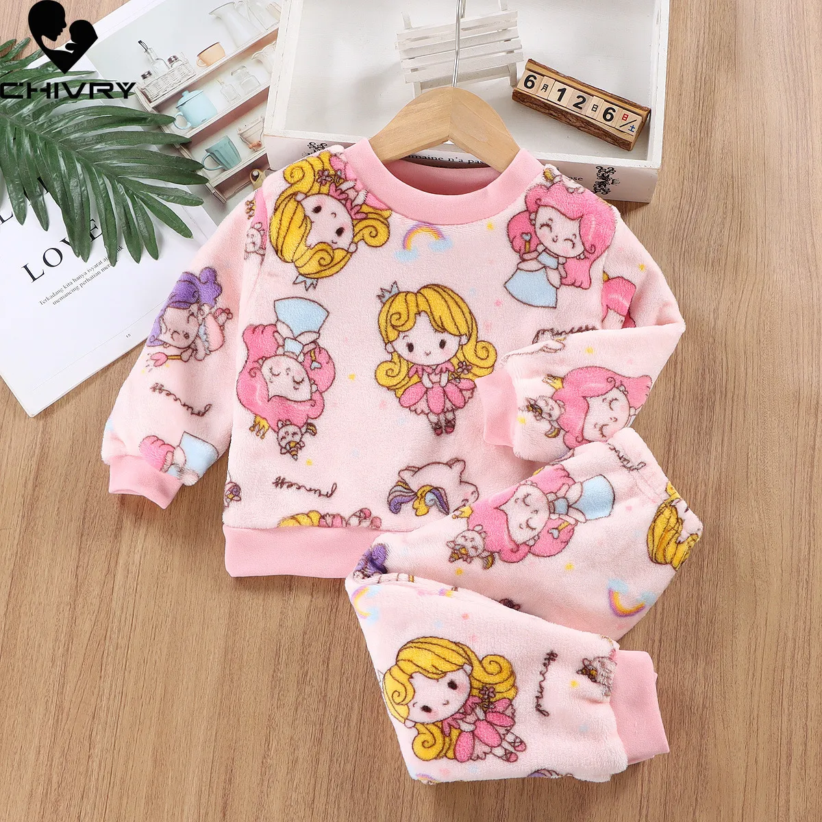 Pajamas Autumn Winter Kids Thick Warm Flannel Pajama Sets Baby Boys Girls Cartoon Long Sleeve O neck Clothing Sleepwear Pyjamas 230106