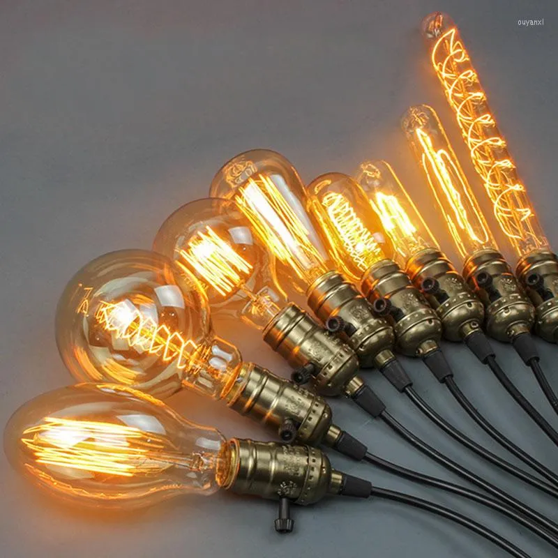 펜던트 램프 황동 램프 홀더 산업 스타일 빈티지 장식 DIY E27 스위치 에디슨 라이트가있는 실내 실내
