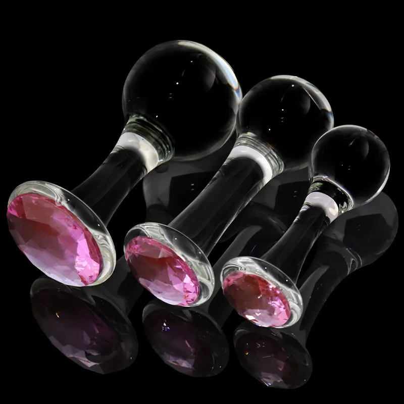 Analspielzeug, Glasdildo, Sexspielzeug für Frauen, Lesben, große Perle, gefälschter Schwanz, stoßende Anal-Hintern-Prostata-Massage_voghion.com