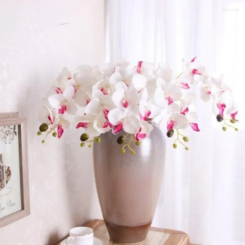 Decorative Flowers 7 Phalaenopsis Imitation Orchid Wedding Decoration Flower Home Living Room Vase Arrangement