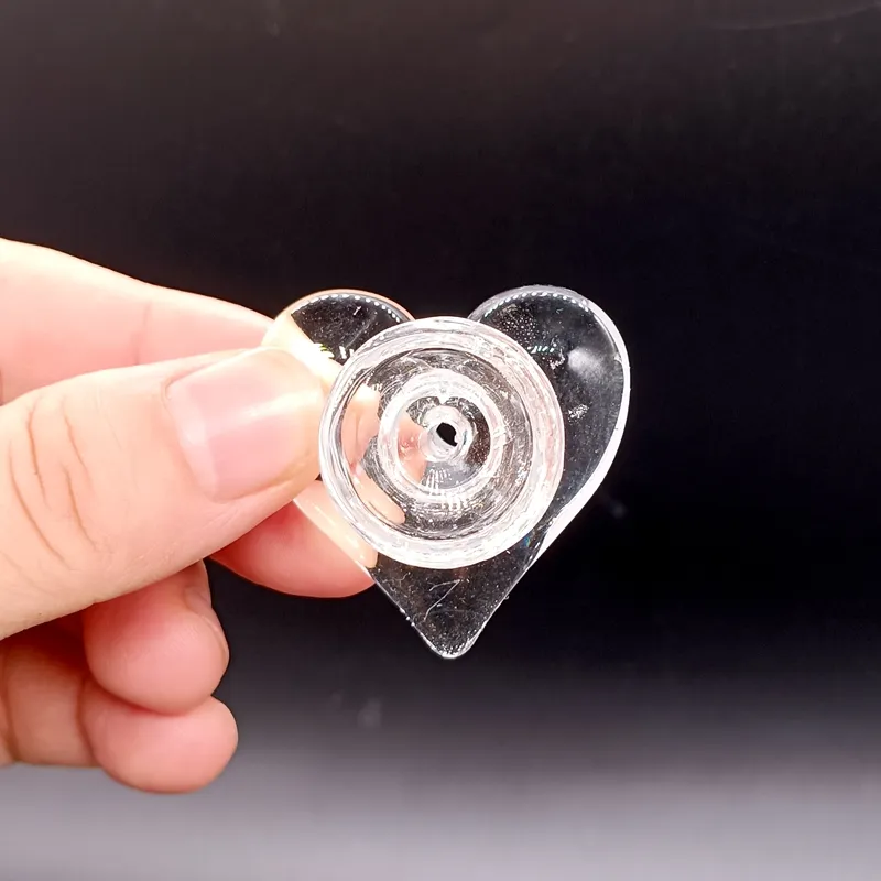 Clear heart shaped glass bowl for water pipe men's 14mm hood smoking accessories reusable water hood glass bowl