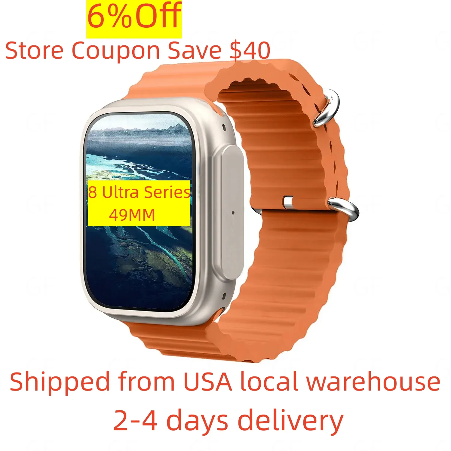 Apple Smart Watches Ultra 8 시리즈 49mm 1.99 인치 화면 혼합 색상 교환 가능한 스트랩과 스마트 워치