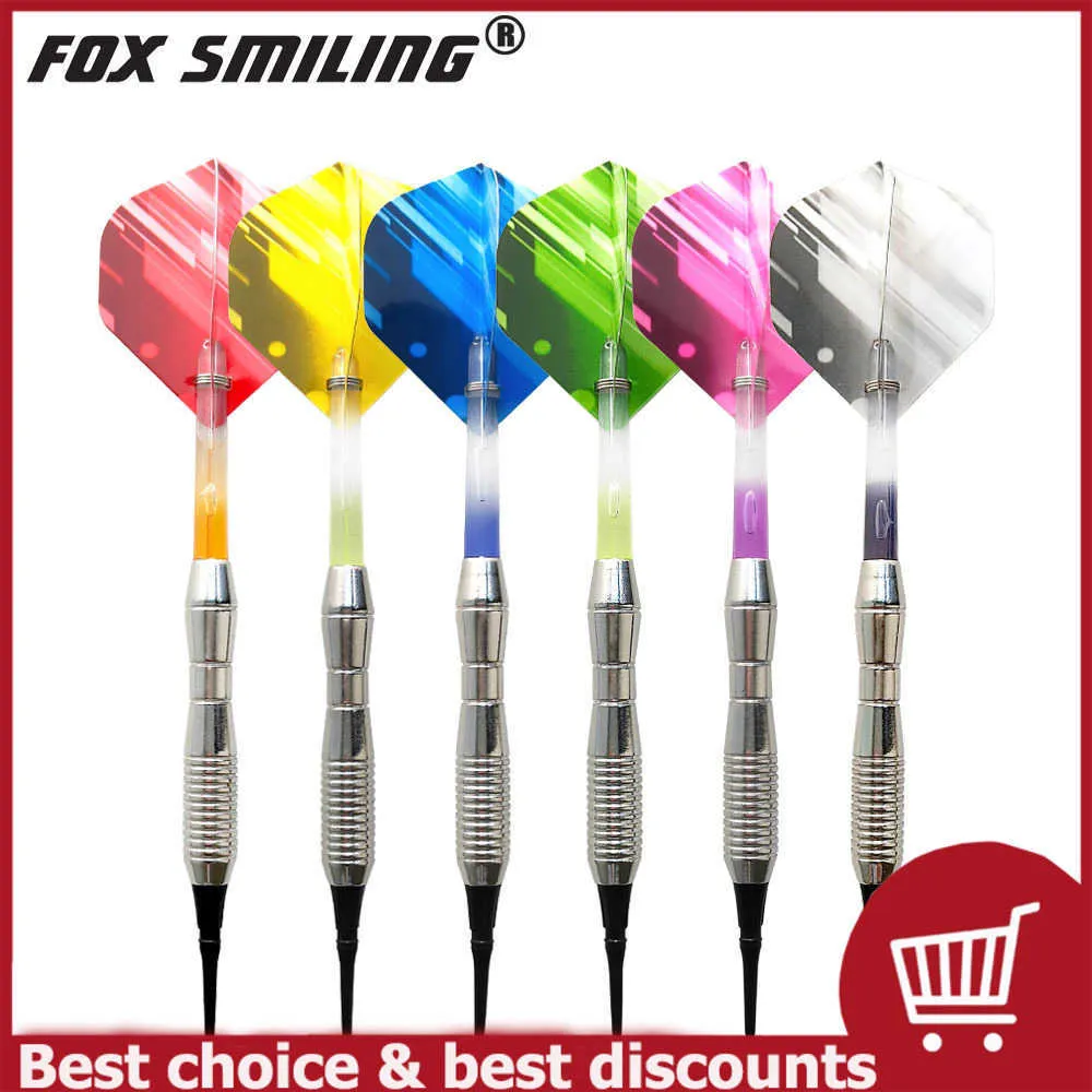 DARTS FOX SMILING SOFT TIP DARTS SET 3PCS 18G電子DARTプロフェッショナルカラフルなフライト0106