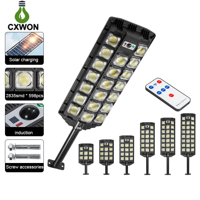 208/286/364/442/520/598LED Solar Street Lights Outdoor Waterproof High Brightness Sunlights PIR Motion Sensor for Garden Courtyard Garage