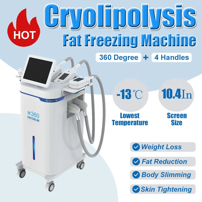Cryolipolysis Body Slimming Machine Weight Loss Professional Fat Freeze 4 Cryo Handles Vacuum Anti Cellulite Fat Removal Device Home Salon Use