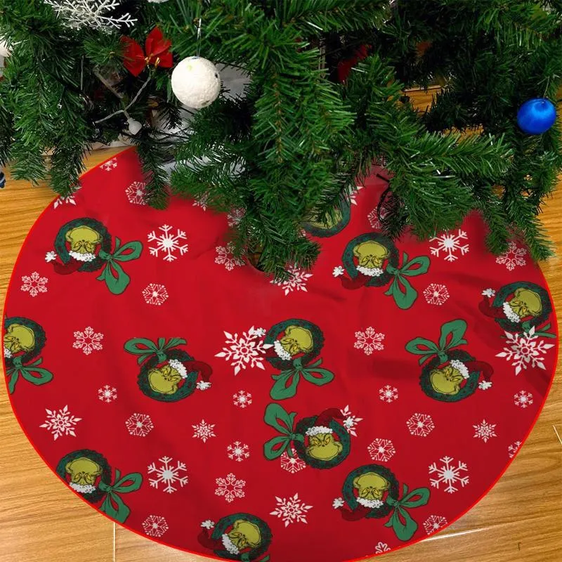 Christmas Decorations Tree Skirt Grinchs Plush Decorative Apron Carpet Floor Mat Year Xmas Party Decor Blanket Green Hair Monster