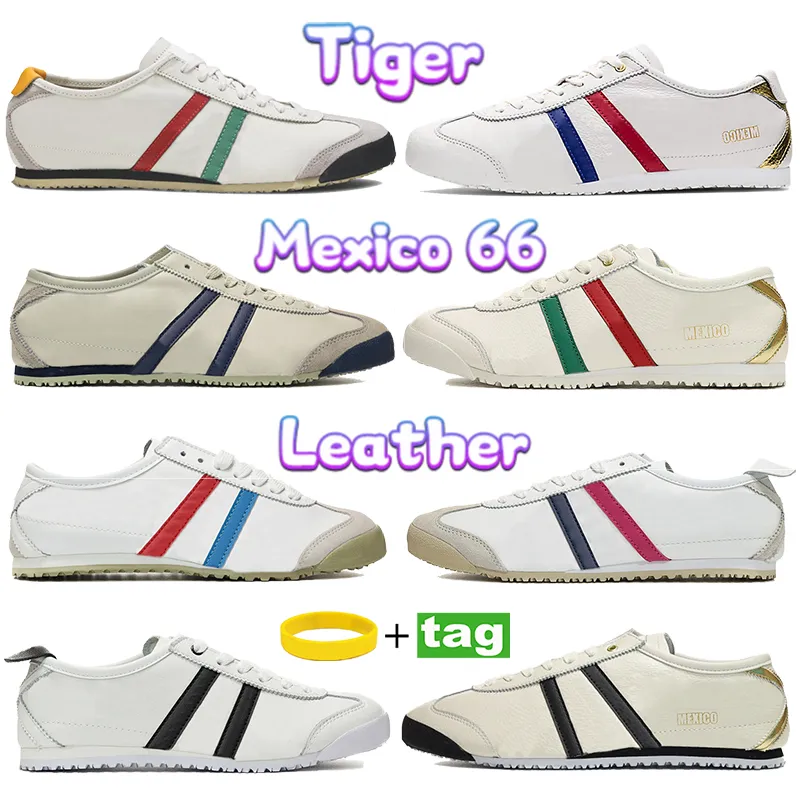 Classique Mexico Tiger 66s Cuir Chaussures De Course Hommes Femmes Bouleau Vert Blanc Bleu Crème Gris Foncé Blanc Noir Sport Chaussure Designer Hommes Laçage Sangle Baskets US 4-11