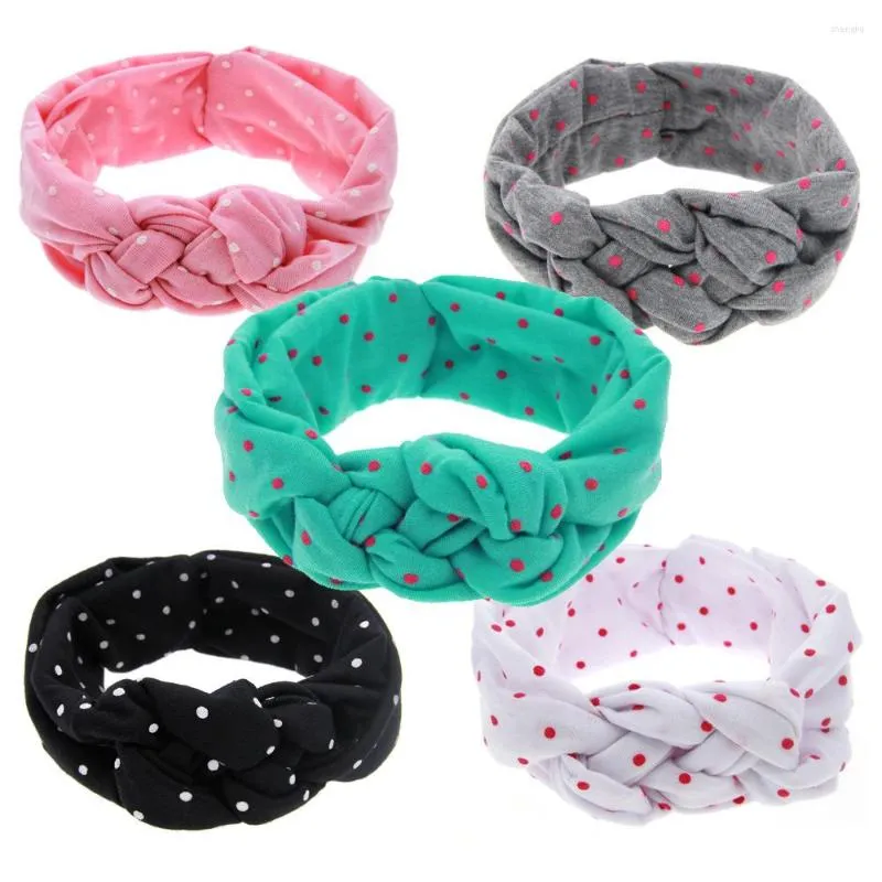 Accessoires de cheveux Tricoté Coton Bandeaux Élastiques Pour Les Filles Wave Point Bébé Bandeau Toddler Turban Spandex