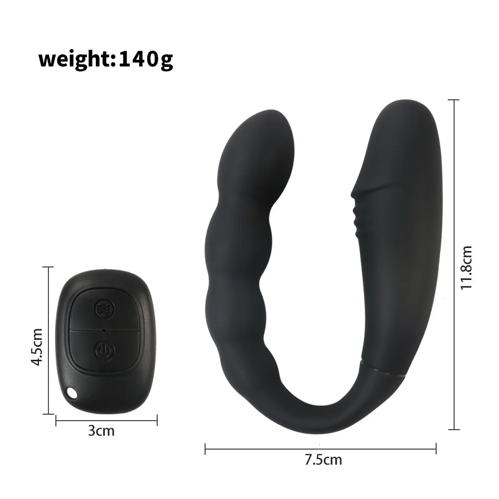 Giocattoli anali Vibratori a doppia testa a forma di U con controllo wireless per le donne G Spot Clit Anal Remote Dildo Adu_voghion.com