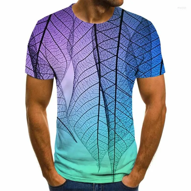 T-shirt da uomo T-shirt Fashion 3D Loose Street Shirt Leaves Tshirt stampata Camisa Masculina