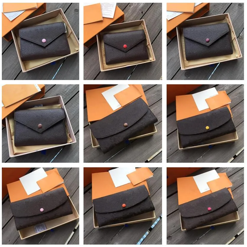 Designer donna portafoglio donna borsa scatola originale portafogli porta carte fiore numero seriale data codice moda