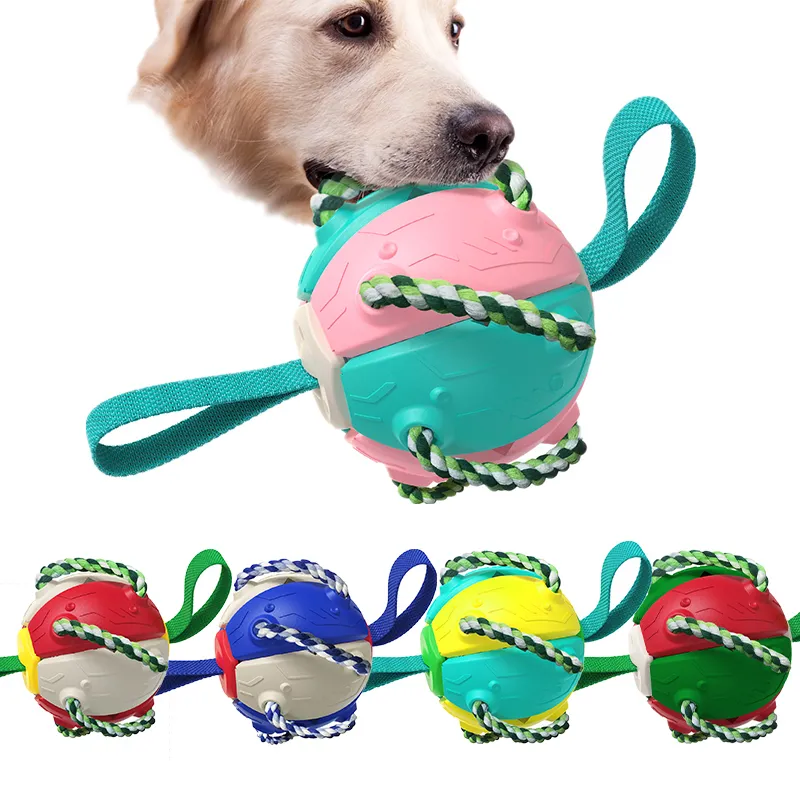 Brinquedos para mastigar para animais de estimação Bola de futebol multifuncional Disco voador Bola de futebol para treinamento ao ar livre Agilidade Suprimentos interativos 230105