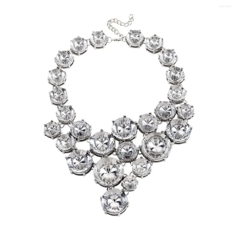 Ras du cou Vedawas cristal orné collier en clair pour les femmes brillant plein strass grand déclaration bijoux mariage