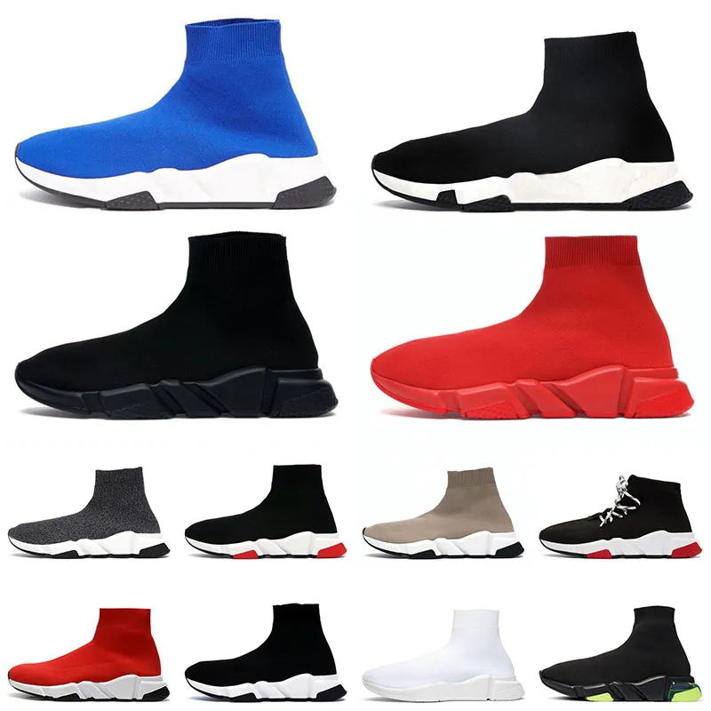 Sock Shoes Platform Designer Sneakers Luxury Triple Black Lace-Up Triple Beige Glitter Clear Sole Volt White Red Buttom Blue Boot Mens Womens Running Storlek 36-45