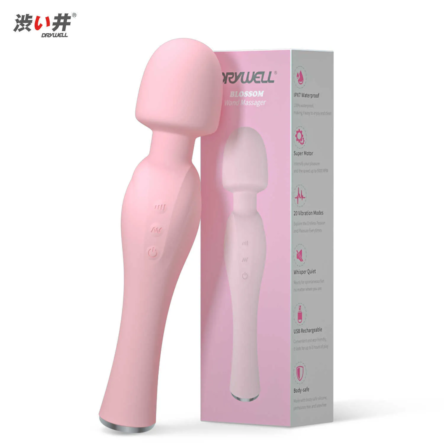 Artículos de belleza Potente vibrador de varita mágica para mujeres 20 velocidades Estimulador de clítoris Juguetes silenciosos para adultos Drywell Blossom