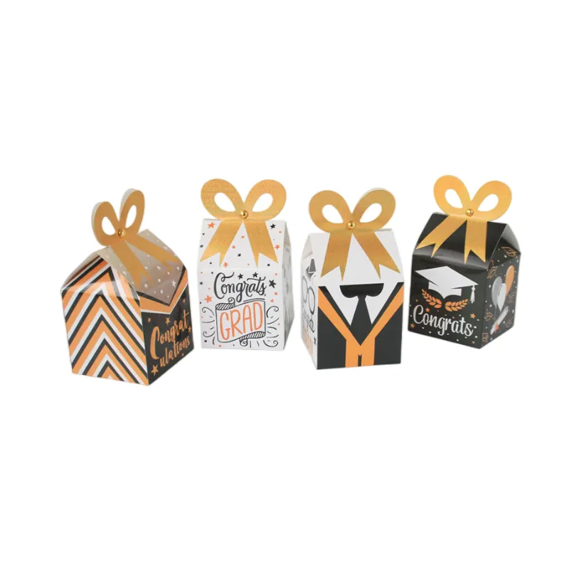 Celebrazione della laurea personalizzata Celebrazione Candy Box a tema Party Return Packaging Box Paper Box Stillering Valuto A377