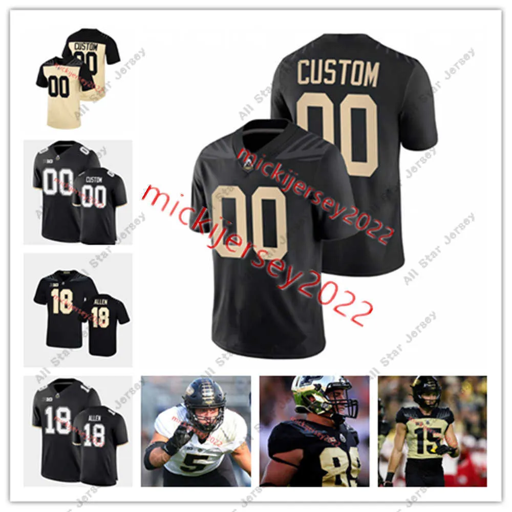 American College Football Wear Custitched Purdue Boilermakers Męskie Jersey Football Jersey 15 Charlie Jones 16 Aidan O'Connell 87 Payne Durham 24 Mitchell Finer