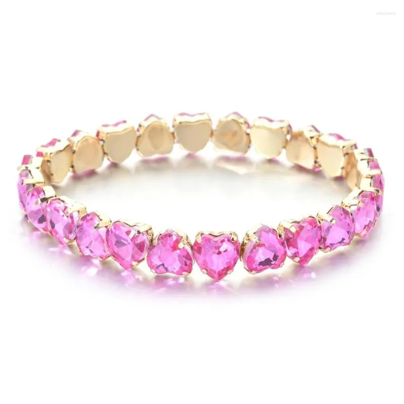 Bedelarmbanden modekwaliteit roze/wit/blauw kristallen kubieke zirkoon voor vrouwen romantische hart bruiloft sieraden