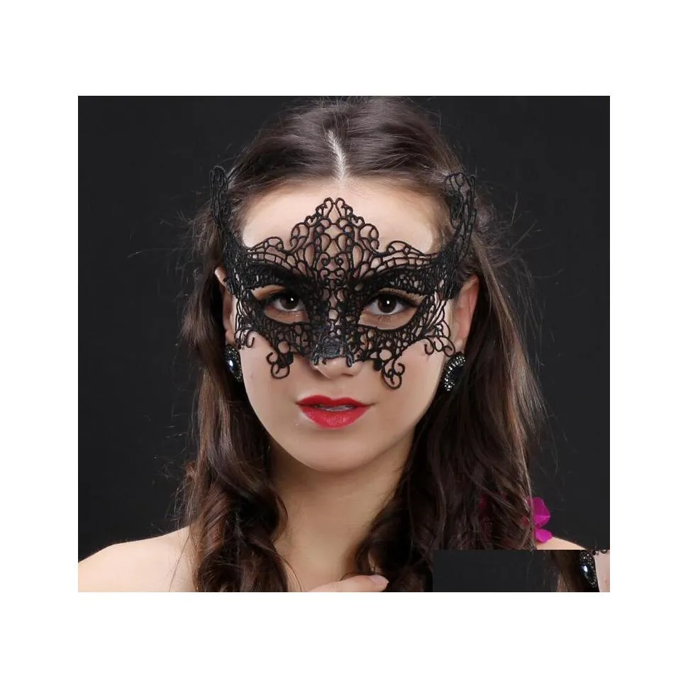 Festmasker sexiga spetsar kvinnor damer flickor xmas cosplay kostym maskerad dans valentin halv ansiktsmask dh0322 droppleverans hem dhp3r