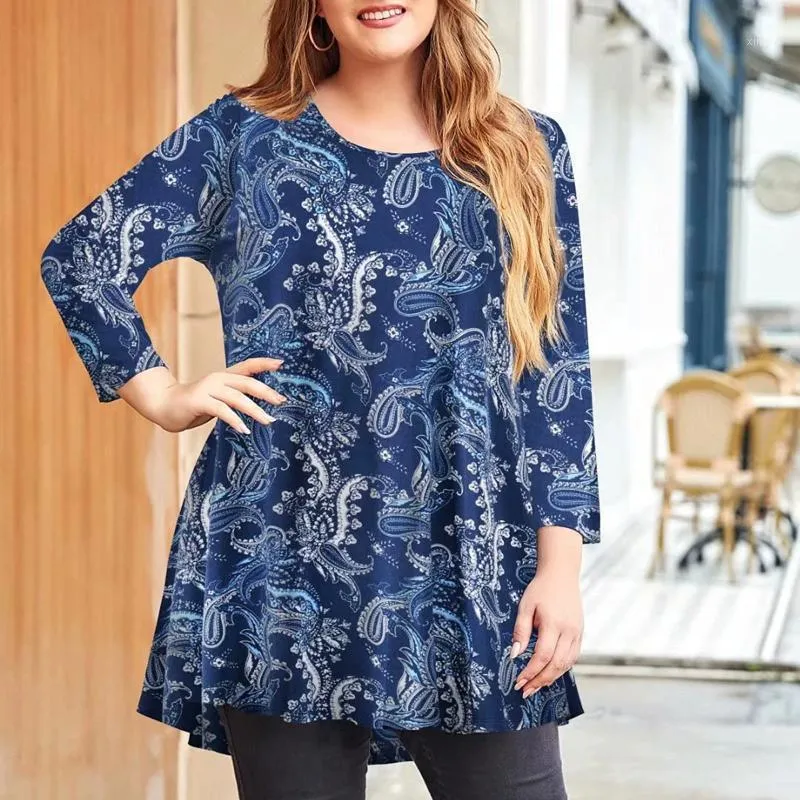 Camicette da donna Camicie Donna Bohemian Paisley Stampa floreale Camicia Autunno Manica lunga Tunica Top Camicetta Vestibilità ampia Flare Muti Colori Donna