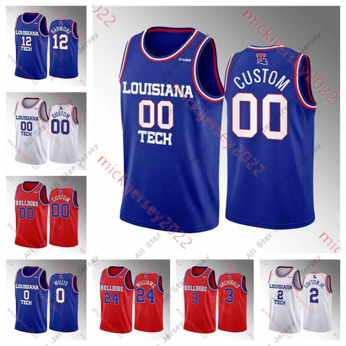 College Basketball Wears College Basketball Wears Custom Stitched Louisiana Tech Basketball Jersey 1 Kenny Hunter LaDamien Bradford Cobe Williams Will Allen Quan