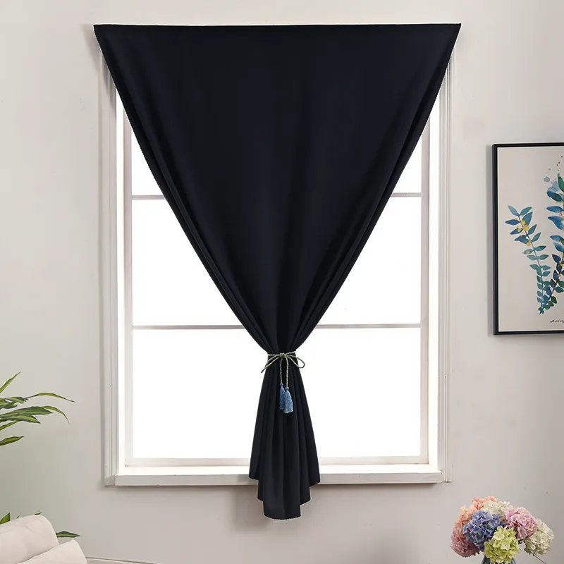 Curtain Black Punch Free Blackout Shading Anti UV For Living Room Bedroom Window Easy Install Drapes Kitchen 230105