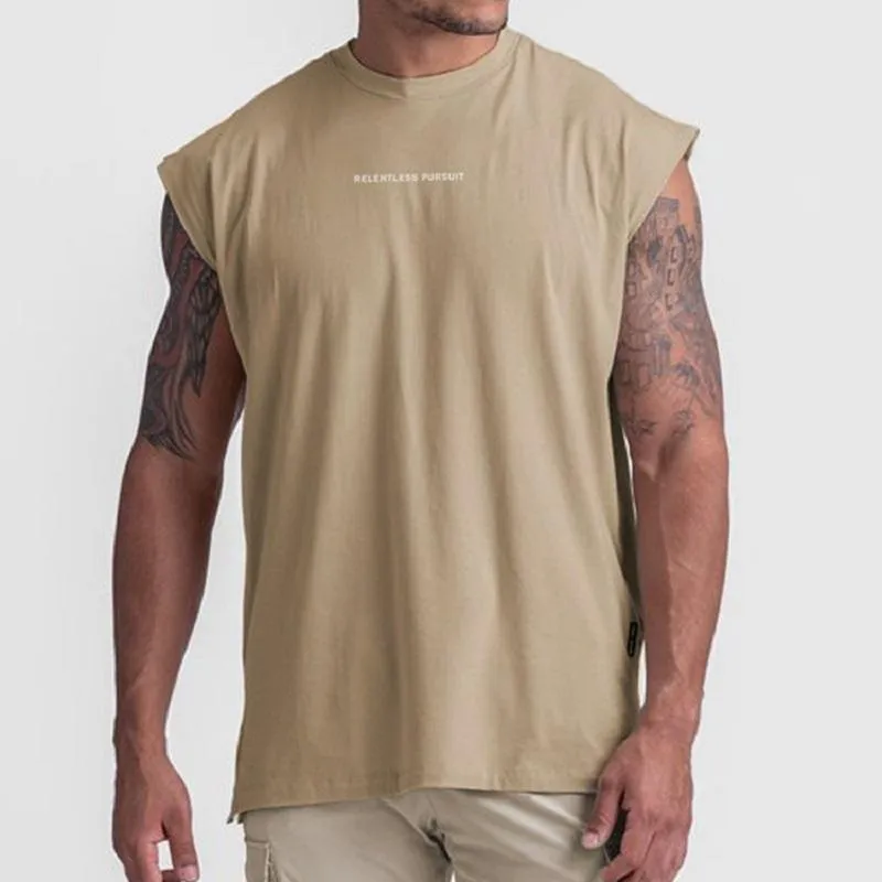Koszulki biegowe letnia kamizelka męska luźna duża koszulka bez rękawów męska okrągła szyja sport